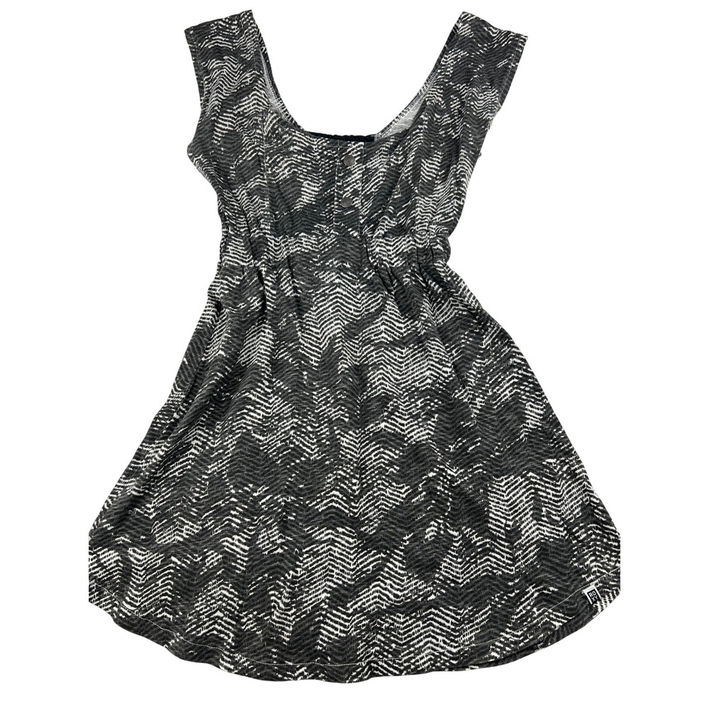 VTG Roxy Women's Sleeveless Dress Black White Chevron Zigzag Print Casual Size S